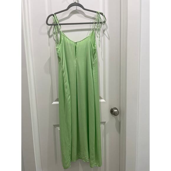 & Other Stories Shoulder Tie Midi Slip Dress in Green Sz 6 - Picture 9 of 10